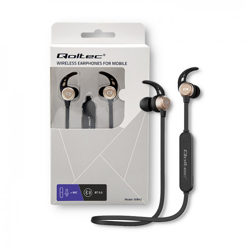 Pikkukuva 4 / 4: Qoltec 50842 kuulokkeet ja kuulokemikrofoni Langaton Ear-hook Puhelut/Musiikki Micro-USB Bluetooth Musta, Kulta