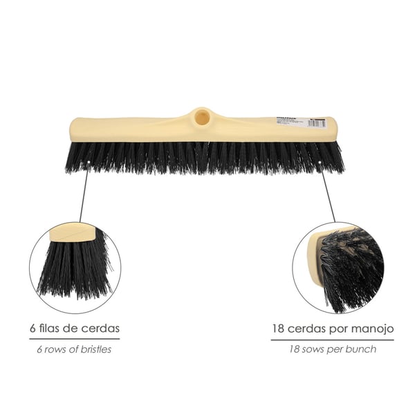 Wolfpack Cepillo Barrendero Industrial Fibra Rigida PVC. Soporte Polipropileno 50 cm. (Sin Mango)