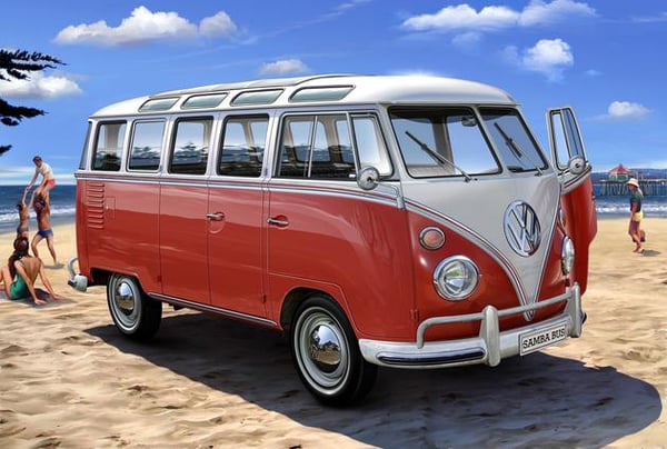 Miniatyrbild 2 av 7: Revell VW T1 Samba Bus Modellbuss Monteringssats 1:24