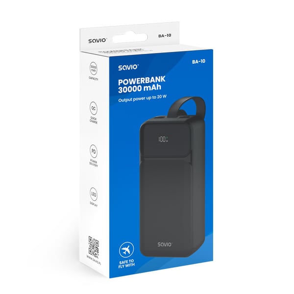 Savio BA-10 powerbank 10000 mAh Sort