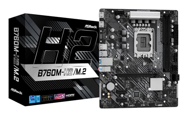 ASRock B760M-H/M.2 - Moderkort - micro ATX - LGA1700-sockel - B760 chipset - USB-C 3.2 Gen 1, USB