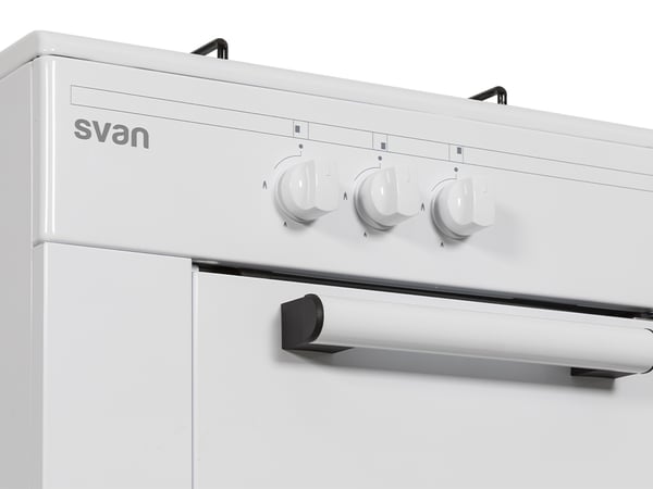 Miniatyrbillede 3 af 4: SVAN SKG3500PB komfur og ovn Fritstående komfur Gaskomfur Hvid