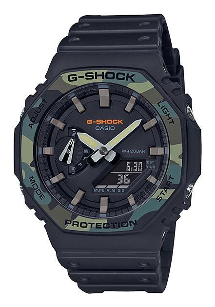 Miniatyrbillede 1 af 6: Casio G-Shock GA-2100SU-1A Armbåndsur Unisex Camouflage Sort