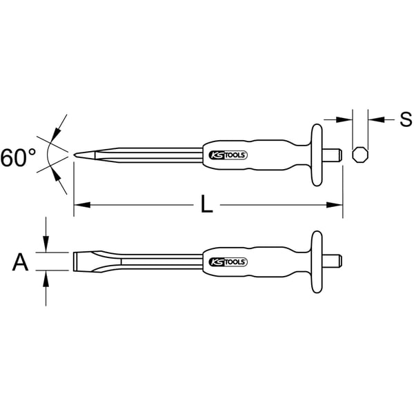 KS Tools 156.0254 huggmejsel för metallarbete Kall mejsel