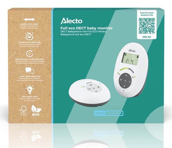 Alecto DBX-125 babytelefon Digital babytelefon 2 kanaler Grå