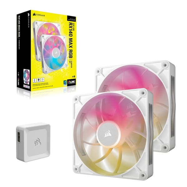 Corsair iCUE LINK RX140 MAX RGB Tietokonekotelo Tuuletin 14 cm Valkoinen 2 kpl