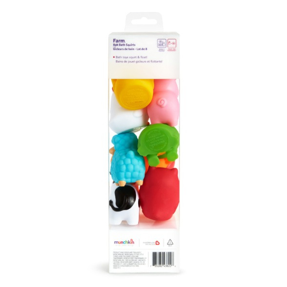 Munchkin Farm Bath Squirts Badedyr Blå, Grøn, Orange, Lyserød, Rød, Hvid, Gul
