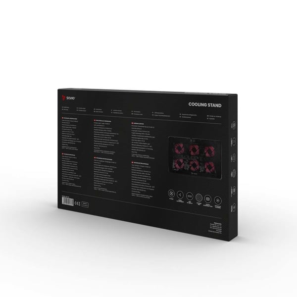 Miniatyrbillede 3 af 7: Savio Laptop cooling pad 6 backlit fans 2000 RPM COS-01 køling til laptop 43,9 cm (17.3") Sort, Rød