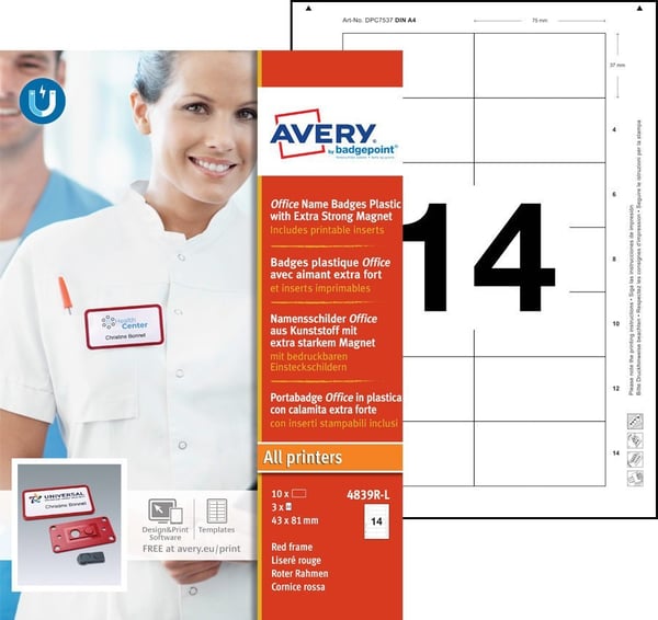 Avery 4839R-L badge og badgeholder Plast