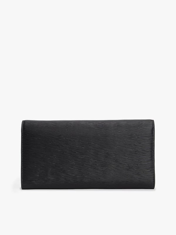 Miniatyrbillede 3 af 4: Tommy Hilfiger Metallic Logo Textured Flap Wallet Tegnebog Sort Polyurethan (PU)
