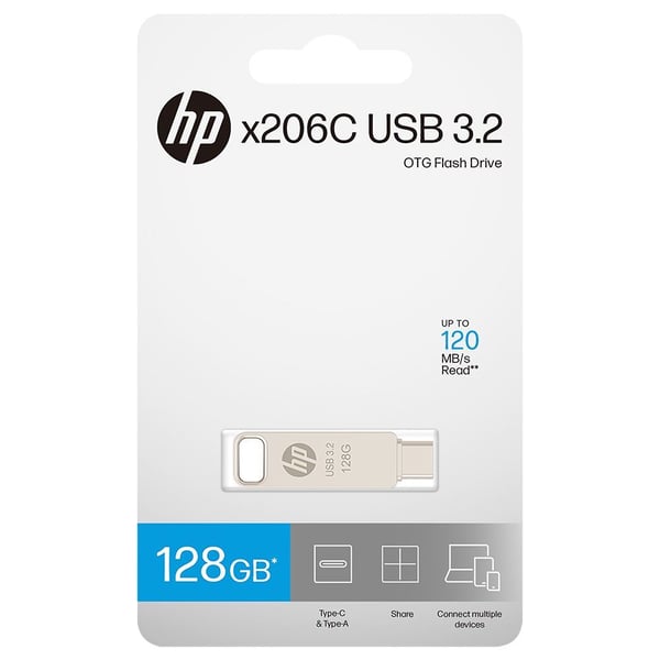 Miniatyrbillede 6 af 7: PNY HP x206C USB-nøgle 128 GB USB Type-A / USB Type-C 3.2 Gen 1 (3.1 Gen 1) Sølv