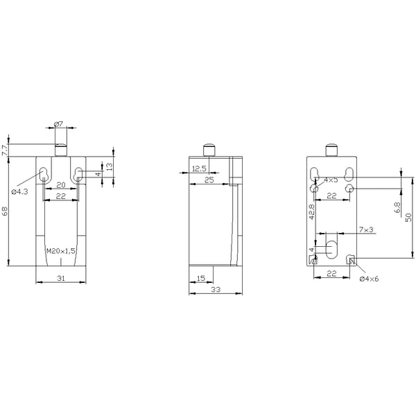 SIEMENS EP positionskontakt, plasthus, EN50047, 31 mm enhedstilslutning
