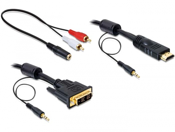 DeLOCK 84455 videokabel adapter 2 m DVI-D HDMI Sort