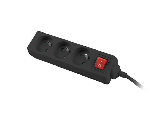 Miniatyrbillede 1 af 4: Lanberg PS1-03E-0150-BK stikdåse 1,5 m 3 AC stikkontakt(er) Indendørs Sort