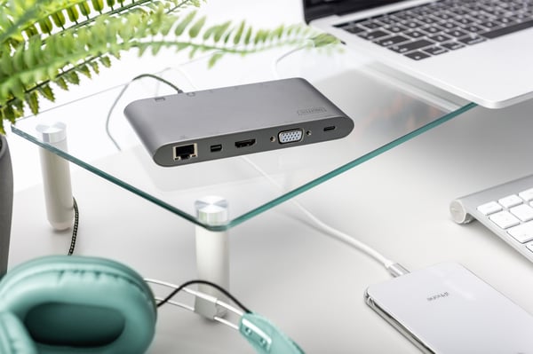 Digitus DA-70875 kannettavien tietokoneiden telakka ja porttitoistin Langallinen USB 3.2 Gen 1 (3.1 Gen 1) Type-C Harmaa