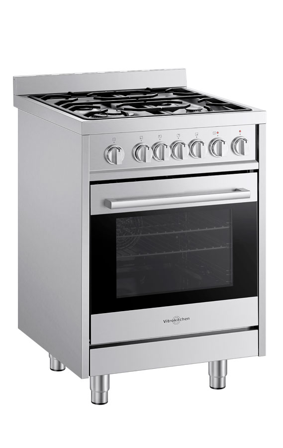 Vitrokitchen STYLISH 60X60 Fritstående komfur Elektrisk Gaskomfur Rustfrit stål
