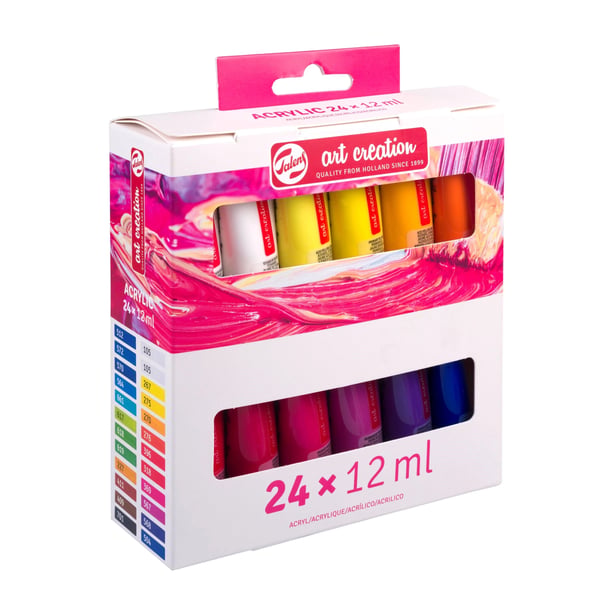 Miniatyrbillede 2 af 4: Talens 9021824M akrylmaling 12 ml Sort, Blå, Blå, Grøn, Magenta, Orange, Rød, Violet, Hvid Rør