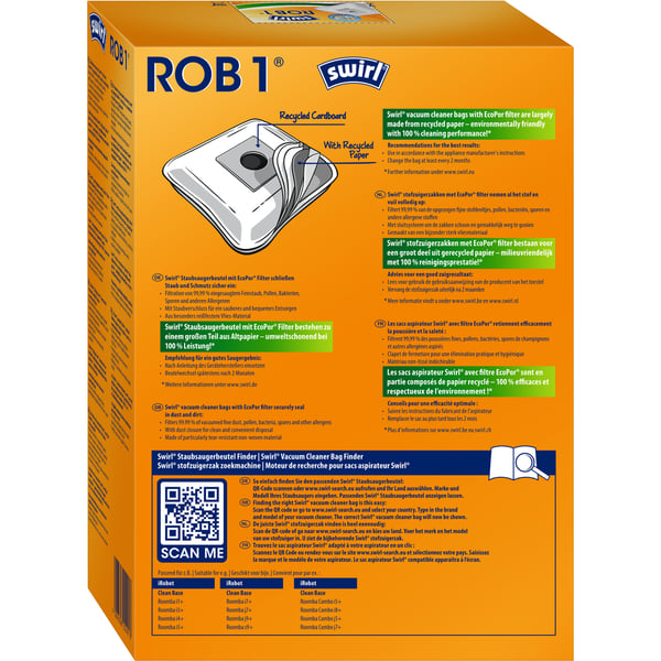 Miniatyrbillede 3 af 3: Swirl ROB 1 Støvpose Robot støvsuger
