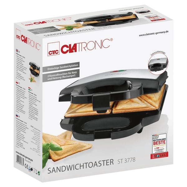 Clatronic ST 3778 sandwichtoaster 750 W Sort, Rustfrit stål