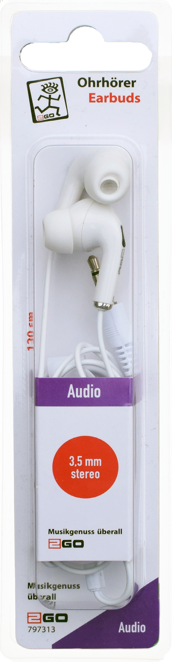 2GO 797313 hörlur och headset Hörlurar Kabel I öra Samtal/musik Vit