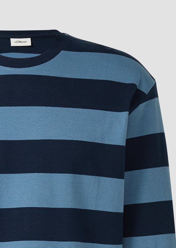 Miniatyrbillede 4 af 7: s.Oliver 2174891.62G6.XXL skjorte & top Crew neck Langærmet Bomuld, Elastin