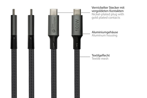 Alcasa Kabel / Adapter USB-kaapeli USB4 Gen 2x2 1 m USB C 100 W Harmaa