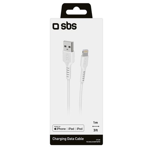 SBS TECABLEUSBIP589W Lightning kabel 1 m Hvid