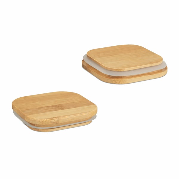 Miniatyrbillede 5 af 7: Relaxdays 4052025432423 enhed til madopbevaring Firkant Krukke 0,9 L Transparent, Bamboo, Naturlig 3 stk