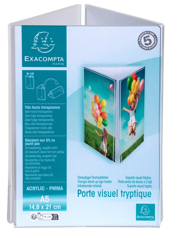 Pikkukuva 1 / 14: Exacompta 85558D kylttiteline & esiteteline A5 Akryyli, Polymetyyliakrylaatti (PMMA) Läpinäkyvä