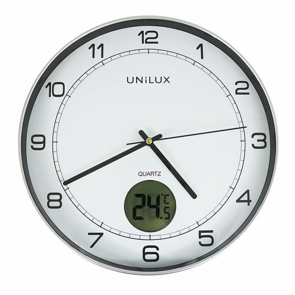 Miniatyrbillede 1 af 2: Unilux 400094592 Væg- og bordur Kvartsur Rund Metallic, Sølv