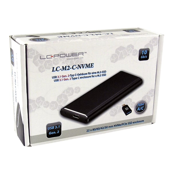 Miniatyrbillede 8 af 9: LC-Power LC-M2-C-NVME drevkabinet SSD kabinet Sort M.2