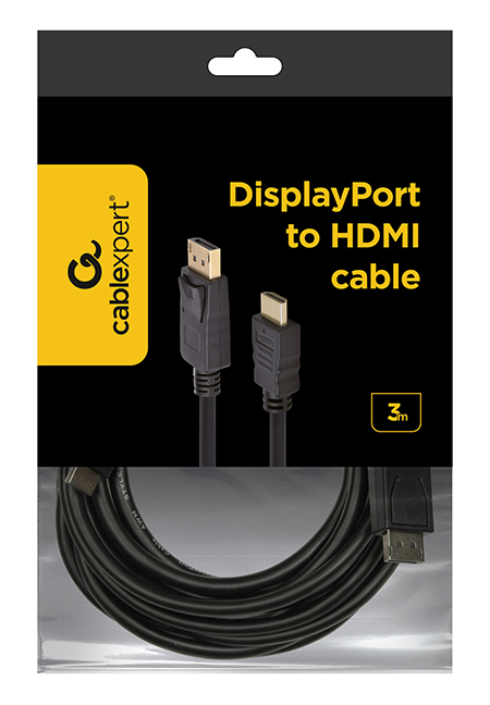Miniatyrbillede 2 af 5: Gembird Cablexpert CC-DP-HDMI-3M - Adapterkabel - DisplayPort han til HDMI han