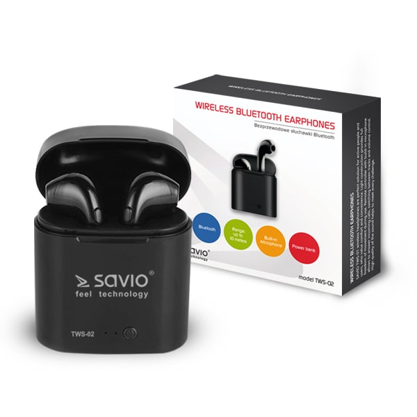 Miniatyrbild 3 av 5: Savio TWS-02 hörlur och headset Trådlös I öra Samtal/musik Bluetooth Svart