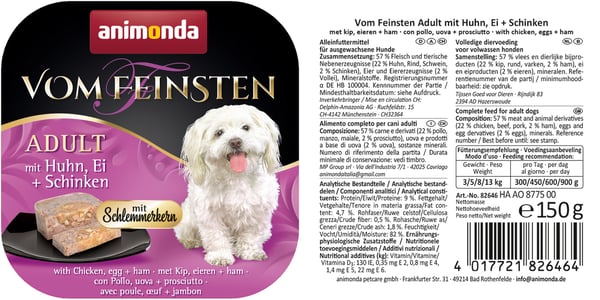 animonda Vom Feinsten Gourmet core with Chicken, egg + ham Egg, Kylling, Skinke Voksen 150 g