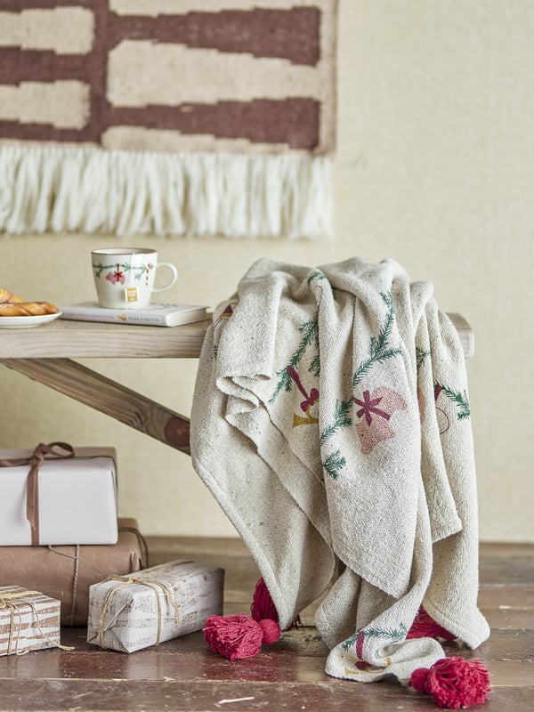 Bloomingville Yule sengetæppe 160 x 130 cm Bomuld, Polyester, Viskose Flerfarvet, Naturlig