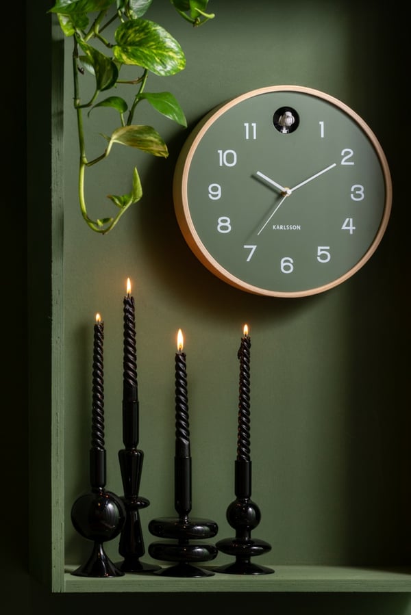 Karlsson Natural Cuckoo Analog klocka Rund Grön