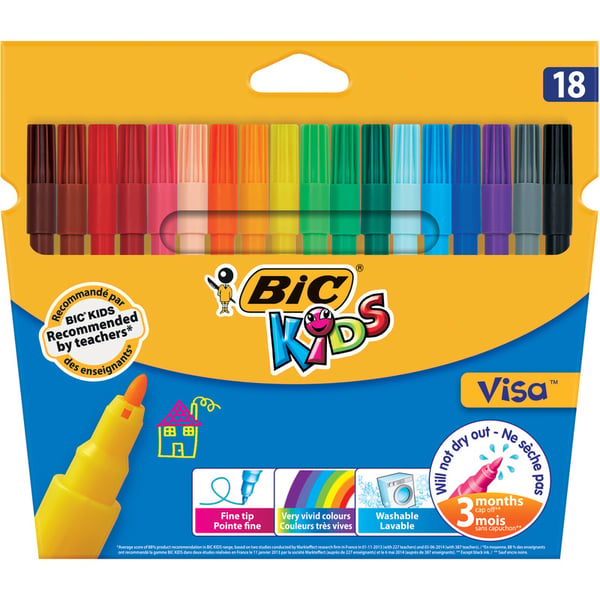 BIC 888681 marker og tush-pen Forskellige farver 18 stk
