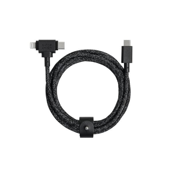 Native Union Belt Cable Duo USB-kaapeli 1,5 m USB C USB C/Lightning 60 W Musta