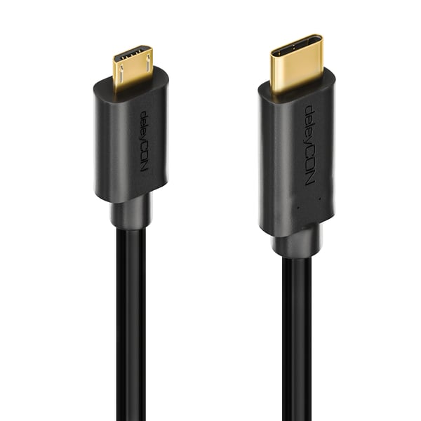 Miniatyrbillede 3 af 7: deleyCON USB 2.0 Micro/C 0.5m USB-kabel 0,5 m Micro-USB A USB C 0,48 Gbit/sek. Sort