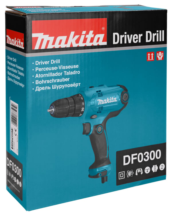 Miniatyrbild 9 av 19: Makita DF0300 borr 1500 RPM utan nyckel 1,2 kg Svart, Blå