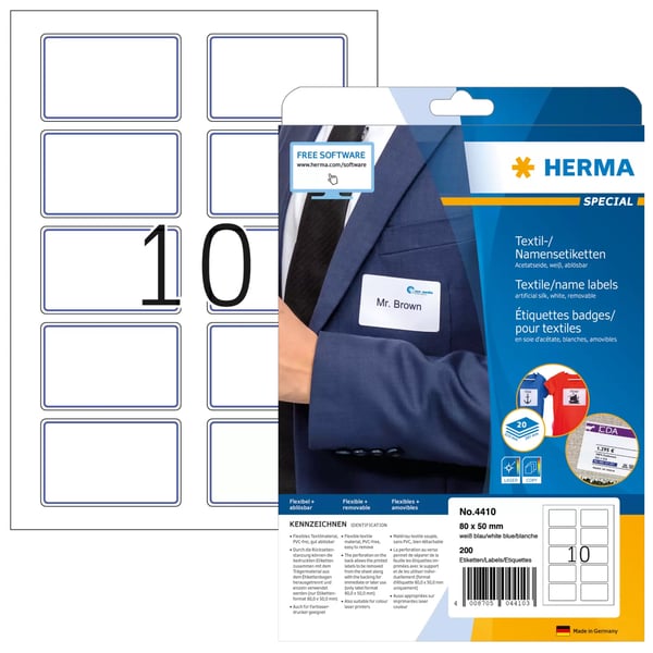 Pikkukuva 1 / 2: HERMA 4410 liimaetiketti Pyöristetty suorakulmio Irroitettava Sininen, Valkoinen 200 kpl