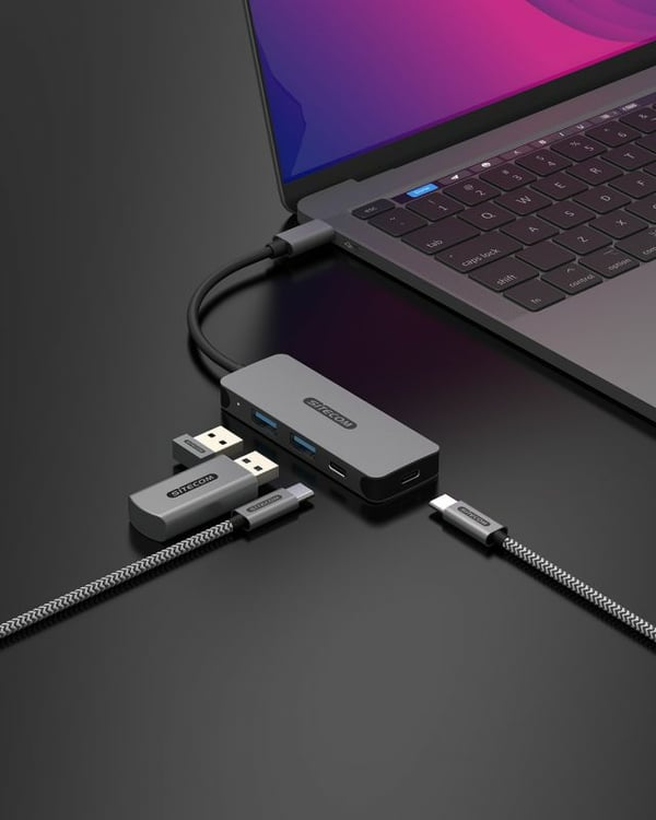 Sitecom CN-5010 keskitin USB 3.2 Gen 1 (3.1 Gen 1) Type-C 5000 Mbit/s Musta, Harmaa
