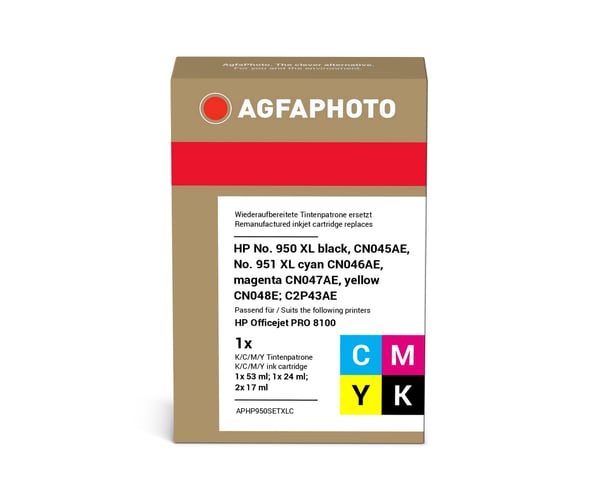 AgfaPhoto APHP950SETXLC mustekasetti 4 kpl Yhteensopiva Korkea (XL) värintuotto Musta, Syaani, Magenta, Keltainen