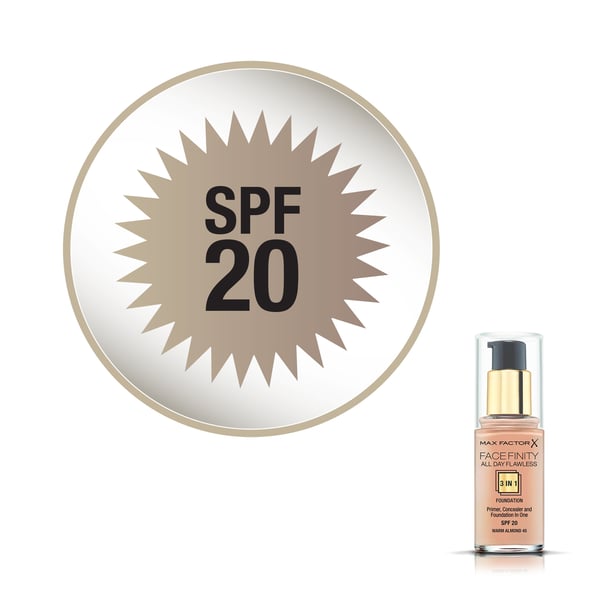 Max Factor Facefinity All Day Flawless 3 in 1 30 ml Pumpeflaske Væske Warm Almond 045