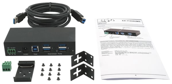 Miniatyrbild 4 av 5: EXSYS EX-11244HMS gränssnittshubbar USB 3.2 Gen 1 (3.1 Gen 1) Type-B 5000 Mbit/s Svart