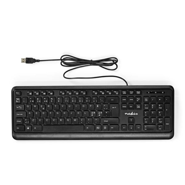 Nedis KBMU200BKND tangentbord Universal USB QWERTY Nordic Svart