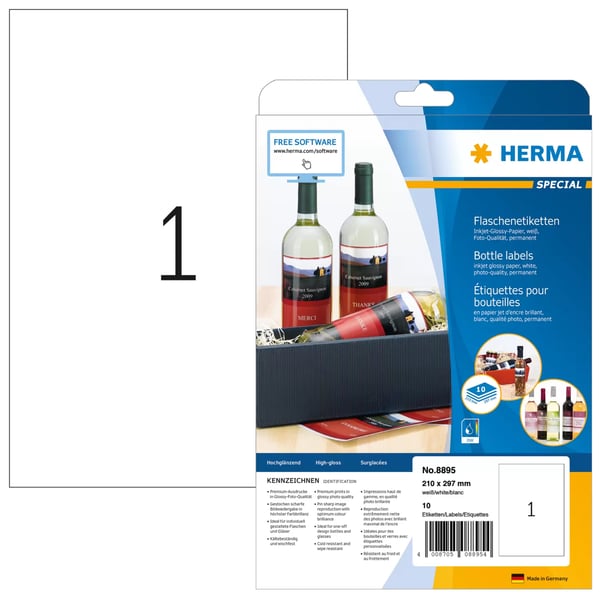 Pikkukuva 1 / 2: HERMA 8895 tulostintarra Valkoinen Itse kiinnittyvä tulostintarra