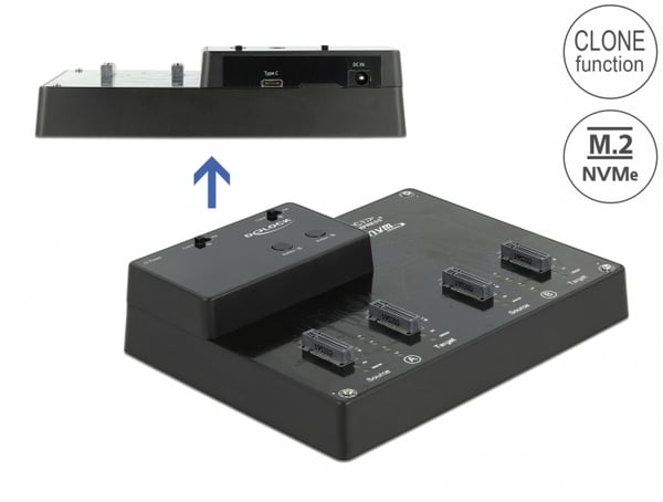 DeLOCK 64124 tallennusaseman telakointiasema USB 3.2 Gen 2 (3.1 Gen 2) Type-C Musta