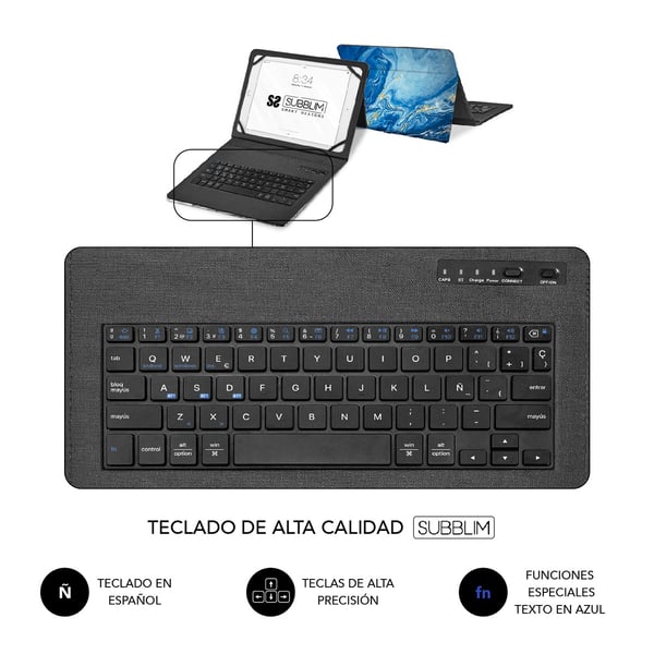 SUBBLIM SUBKT5-BTTB01 tastatur til mobil enhed QWERTY Spansk Bluetooth Flerfarvet