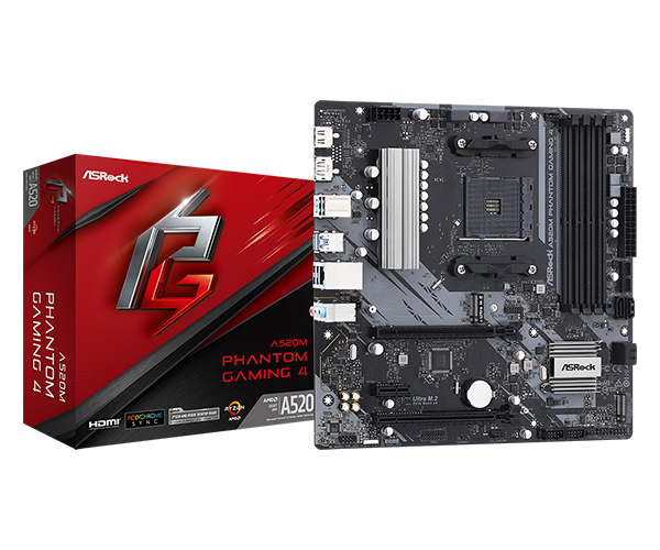 Asrock A520M Phantom Gaming 4 AMD A520 Uttag AM4 micro ATX